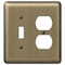Amerelle Amerelle Devon Brushed Brass 2 gang Stamped Steel Duplex/Toggle Wall Plate 1 pk 154TD - alternate 3